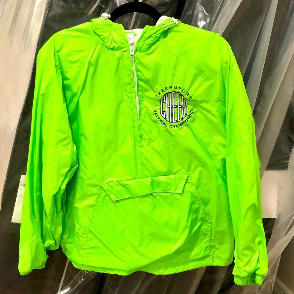 EUC Cheersport Lime Green Windbreaker Three Quarter Zip (Adult Small)